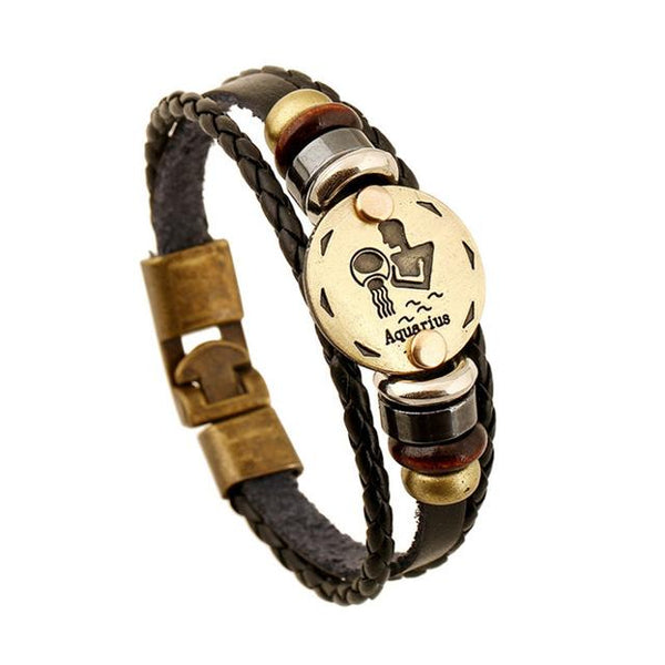 Zodiac Signs Bronze Bracelet