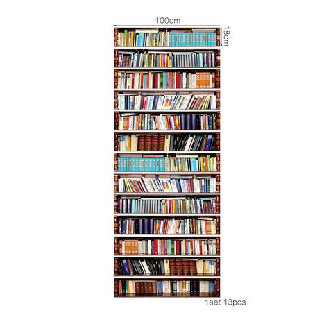 Bookcase Library  Creative 3D Stairway Stickers