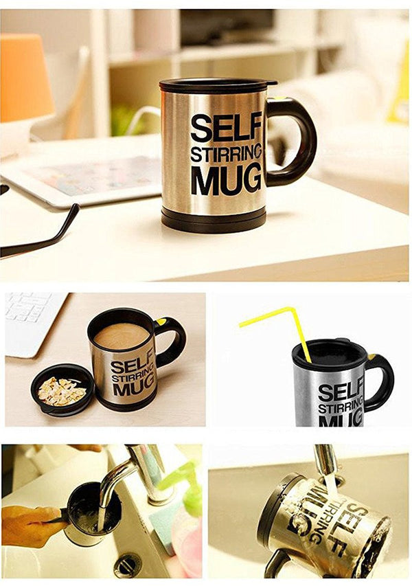 Double Insulated Self Stirring Mug 400ml Electric Coffee Cup