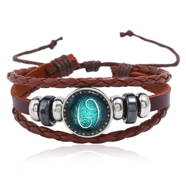 Hot Vintage 12 Zodiac Handmade Leather 2018  Bracelet