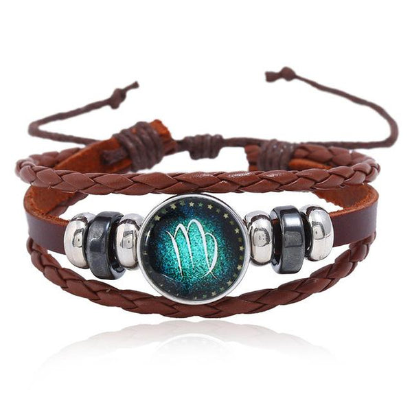 Hot Vintage 12 Zodiac Handmade Leather 2018  Bracelet