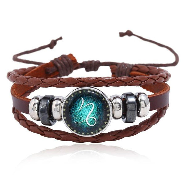 Hot Vintage 12 Zodiac Handmade Leather 2018  Bracelet